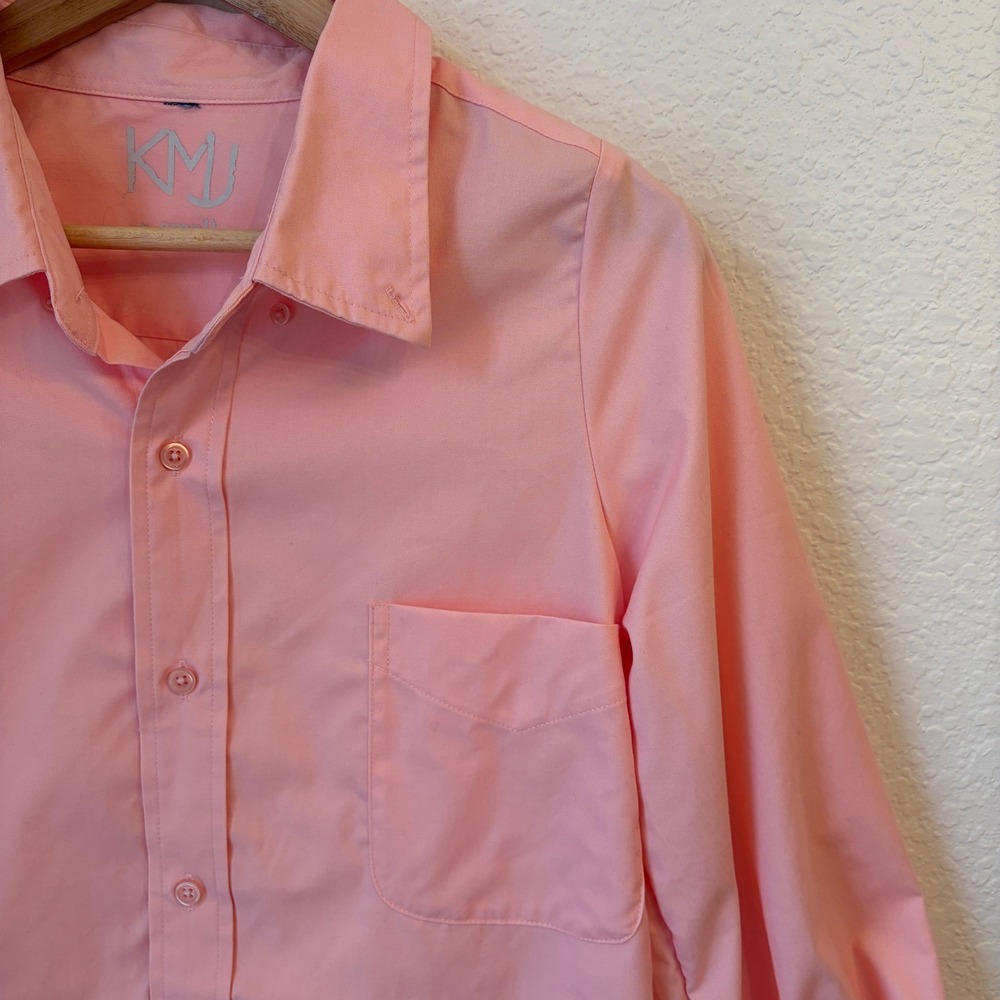 KMJ Meeghan Shirt Button Down Womens XS Pink 3/4 Puff Sleeve Cotton Top Blouse - Picture 4 of 9
